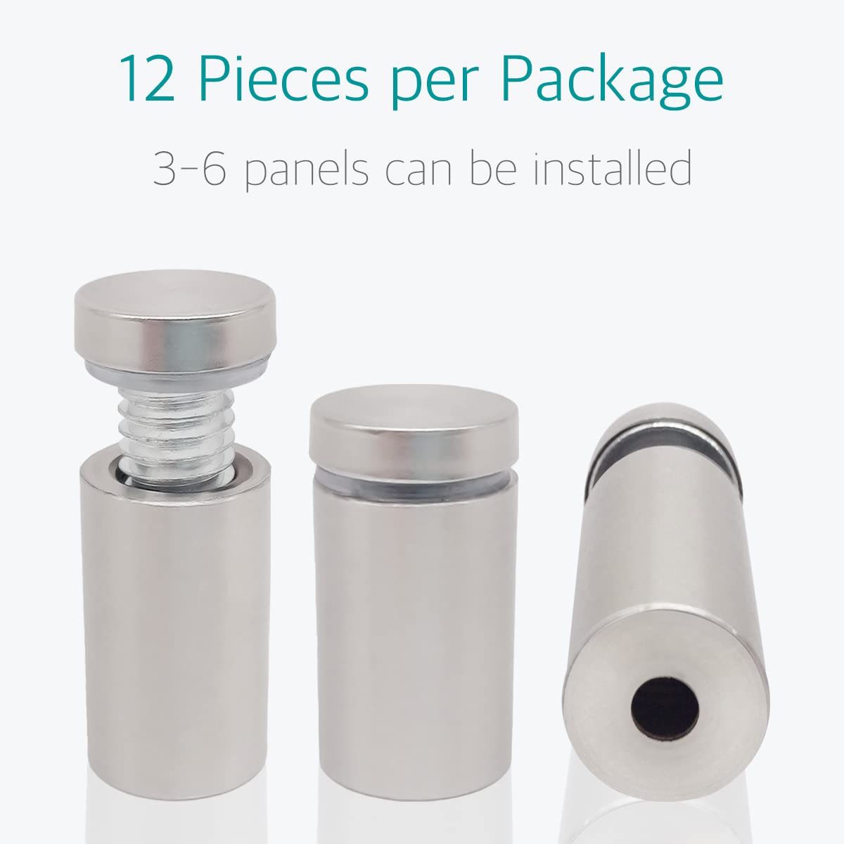 Lantee 12 Pcs Sign Standoffs, 1/2 x 1-1/8 Inch (12x30mm) Stainless Steel Standoff Screws, 25mm Long Barrel Wall Mount Hardware for Acrylic & Glass, Brushed Finish Slim Display Pins - Image 2