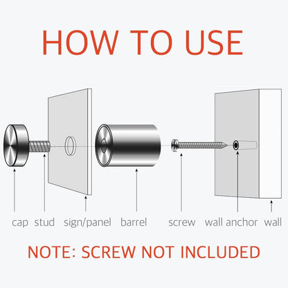Lantee 12 Pack 3/4 x 1 Inch Sign Standoff Mounts, Stainless Steel Glass Standoff Holder with Rubber Gaskets, Brushed Finish Advertising Hardware for Acrylic Picture Frames, Wall Mounted Display Screws - Image 3
