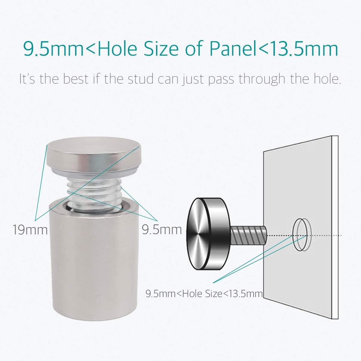 Lantee 12 Pack 3/4 x 1 Inch Sign Standoff Mounts, Stainless Steel Glass Standoff Holder with Rubber Gaskets, Brushed Finish Advertising Hardware for Acrylic Picture Frames, Wall Mounted Display Screws - Image 4