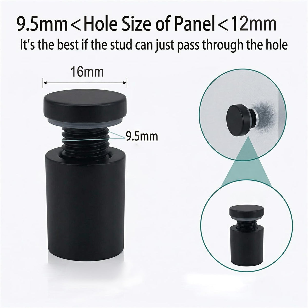 Lantee 20pcs Black Sign Standoff Screws, Stainless Steel Wall Mount Standoff Holders, Heavy Duty for 1/2" Thick Acrylic/Glass 5/8" x 1-1/8"(16x30mm) - Image 3
