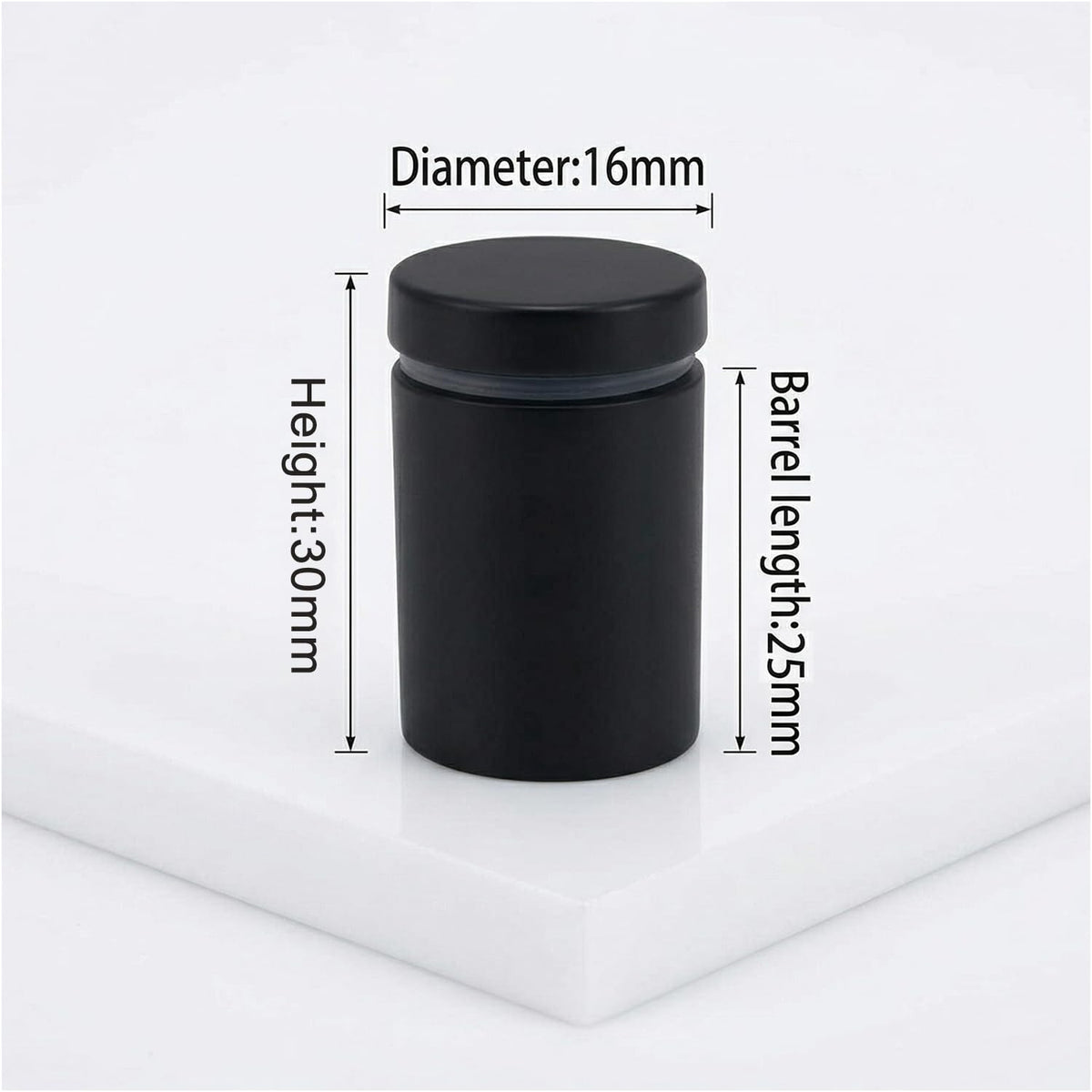 Lantee 20pcs Black Sign Standoff Screws, Stainless Steel Wall Mount Standoff Holders, Heavy Duty for 1/2" Thick Acrylic/Glass 5/8" x 1-1/8"(16x30mm) - Image 2