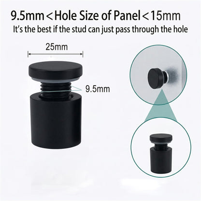 Lantee 20pcs Black Sign Standoff Screws, Stainless Steel Wall Mount Standoff Holders, Heavy Duty for 1/2" Thick Acrylic/Glass 1" x 1-1/8"(25x30mm) - Image 3