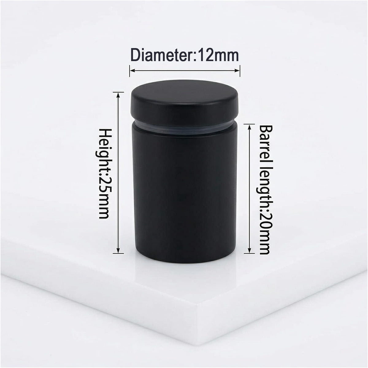 Lantee 8pcs Black Sign Standoff Screws, Stainless Steel Wall Mount Standoff Holders, Heavy Duty for 1/2" Thick Acrylic/Glass 1/2" x 1"(12x25mm) - Image 2