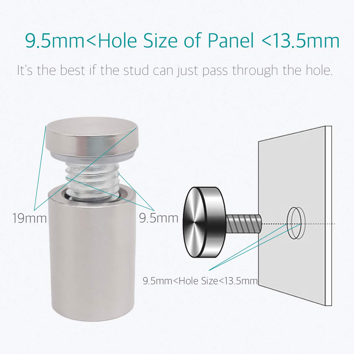 Lantee 20 Pack Stainless Steel Sign Standoffs, 3/4" x 1-1/8" Wall Mount Hardware for Acrylic & Glass Signs, Brushed Finish Display Mounting Screws for Office, Business, Reception & Door Signs - Image 5