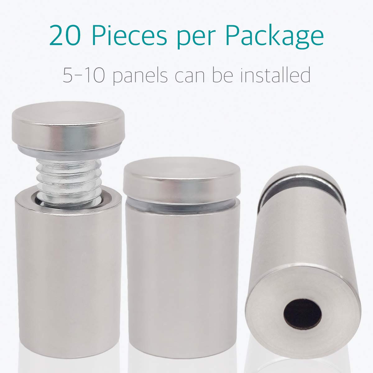 Lantee 20 Pack Stainless Steel Sign Standoffs, 3/4" x 1-1/8" Wall Mount Hardware for Acrylic & Glass Signs, Brushed Finish Display Mounting Screws for Office, Business, Reception & Door Signs - Image 2
