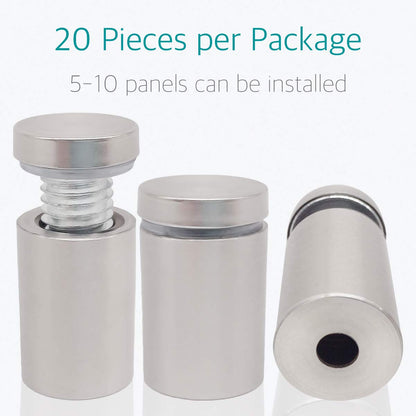 Lantee 20 Pack Stainless Steel Sign Standoffs, 3/4" x 1-1/8" Wall Mount Hardware for Acrylic & Glass Signs, Brushed Finish Display Mounting Screws for Office, Business, Reception & Door Signs - Image 2