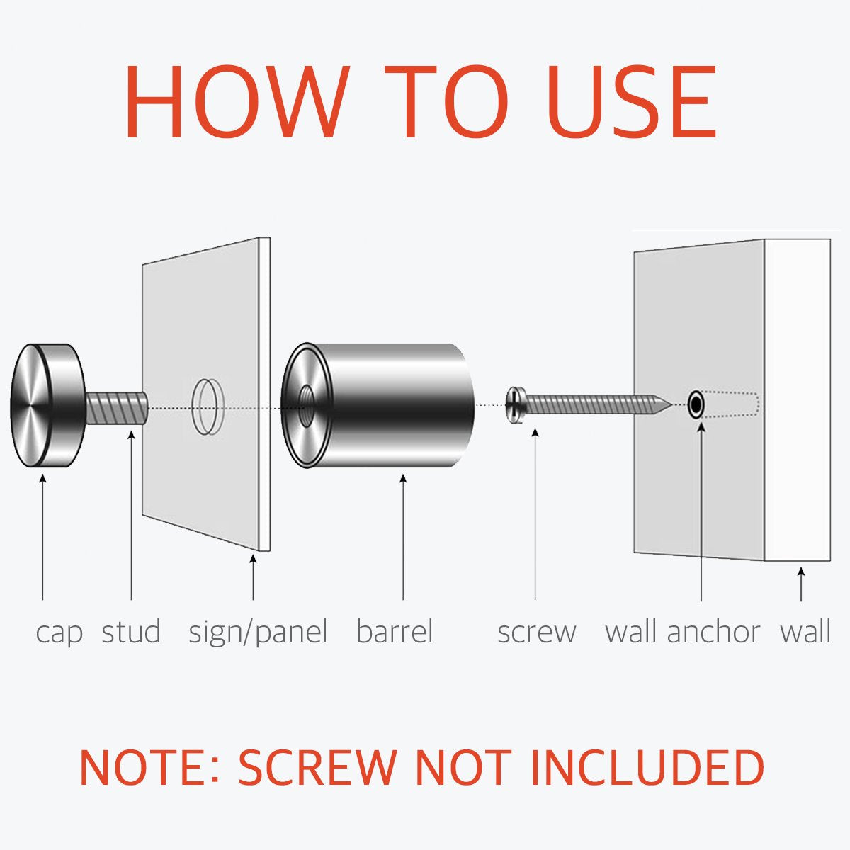 Standoff Screws 3/4" x 1-5/8" - Lantee 20 Pcs Stainless Steel 19 x 40mm Standoff Mounting Hardware Bolts for Glass Signs - Image 4