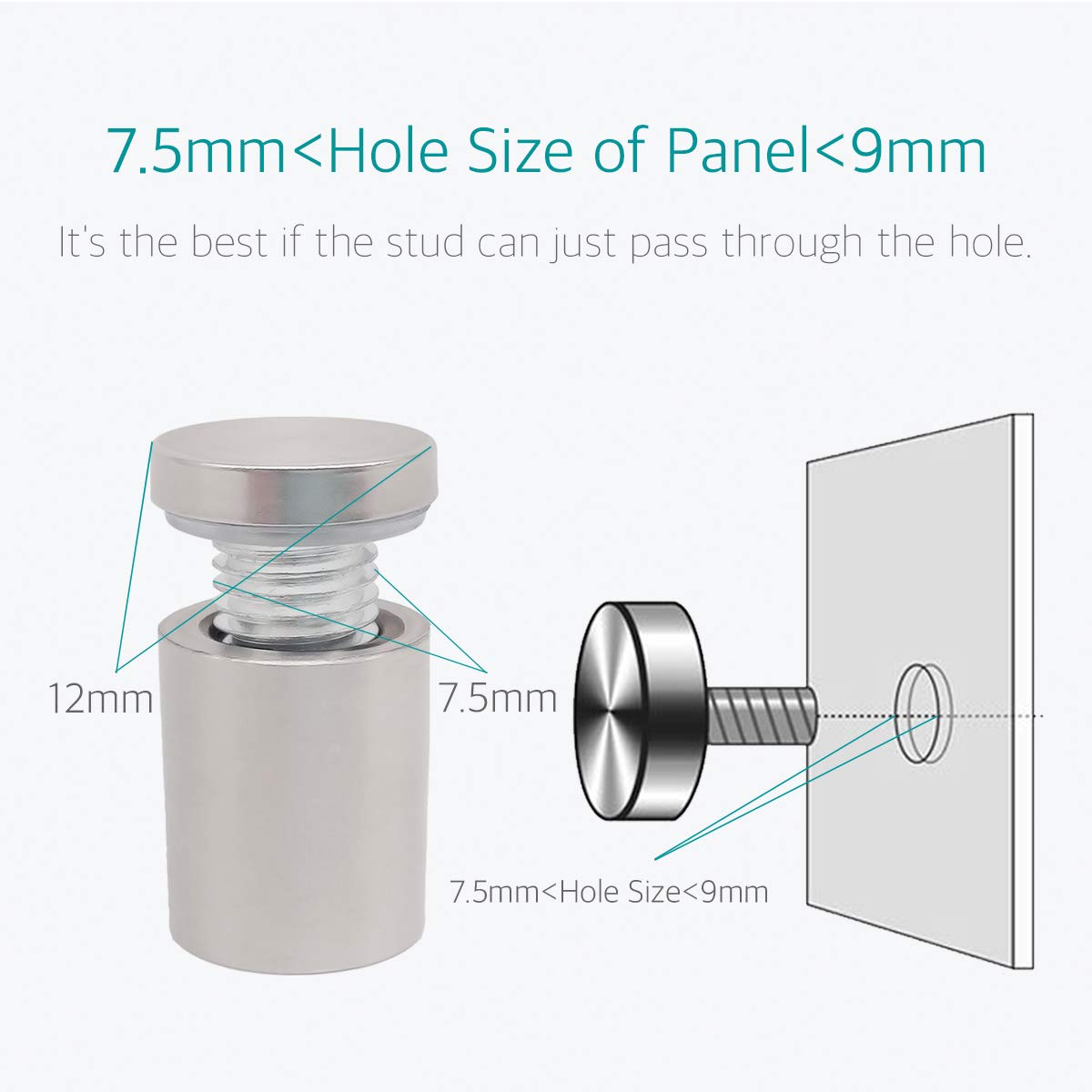1/2" x 3/4" Wall Sign Standoff Mounting Hardware Kit - Lantee 8 Pcs 12 x 20mm Glass Standoffs Mounts Screws, Stainless Steel Standoff Bolts - Image 5