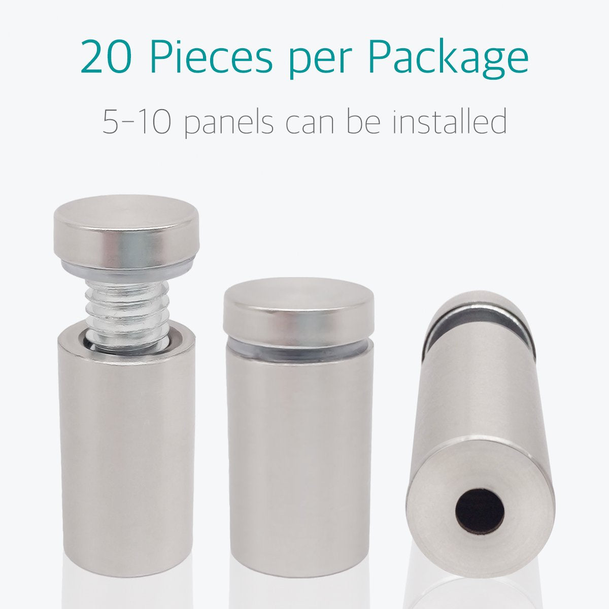 Lantee 20 Pcs Stainless Steel Sign Standoffs, 1/2" x 1-3/16" Wall Mount Hardware for Acrylic & Glass Signs, Brushed Silver Floating Display Mounts for Office, Business, Picture Frames - Image 2