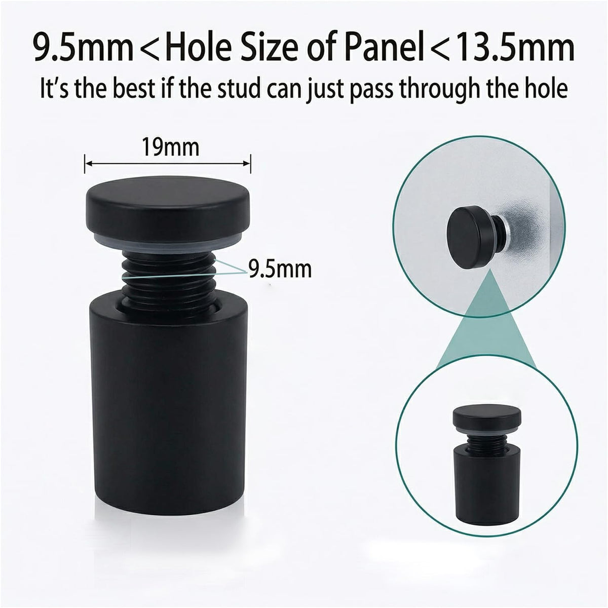Lantee 12pcs Black Sign Standoff Screws, Stainless Steel Wall Mount Standoff Holders, Heavy Duty for 1/2" Thick Acrylic/Glass 3/4" x 1"(19x25mm) - Image 3