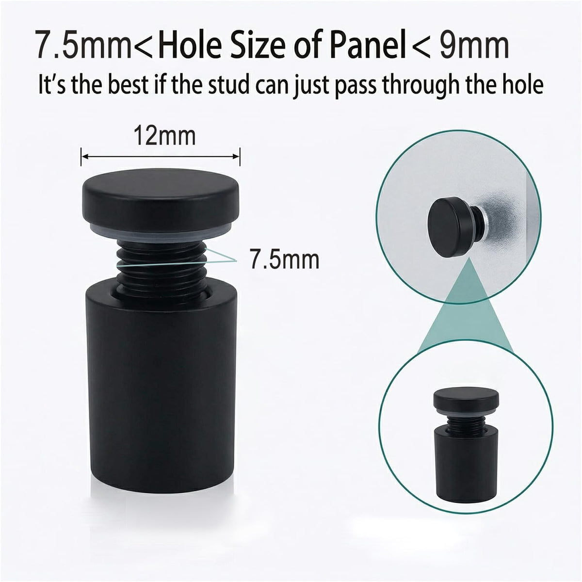 Lantee 12pcs Black Sign Standoff Screws, Stainless Steel Wall Mount Standoff Holders, Heavy Duty for 1/2" Thick Acrylic/Glass 1/2" x 1"(12x25mm) - Image 3