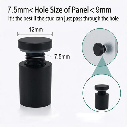 Lantee 12pcs Black Sign Standoff Screws, Stainless Steel Wall Mount Standoff Holders, Heavy Duty for 1/2" Thick Acrylic/Glass 1/2" x 1"(12x25mm) - Image 3
