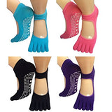 Lantee Open Foot Non Slip Toe Pilates Yoga Socks with Grips for Women, Pack of 4 - Lantee Online Store