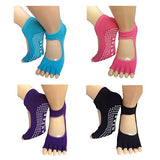 Lantee Open Foot Half Toe Non Slip Pilates Yoga Socks with Grips Cotton 4 Pack - Lantee Online Store