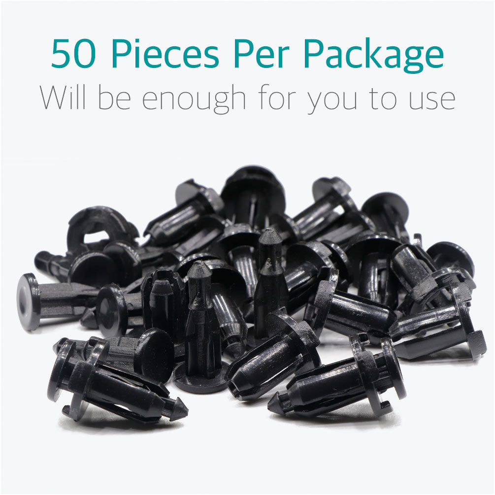 50 Pcs 9mm Bumper, Engine Cover, Fender & Grille Retainer Clips - Lantee