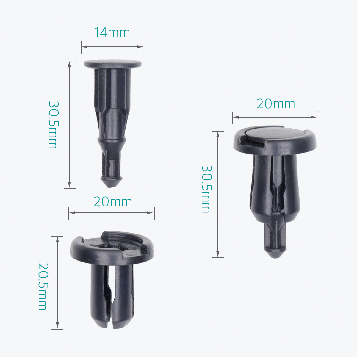 Lantee 10mm Universal Front & Rear Bumper Push-Type Retainer Clips, Pack of 50 - Lantee Online Store