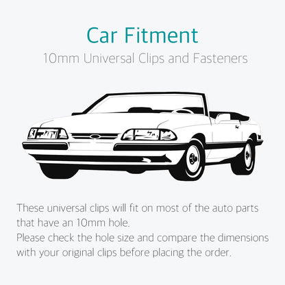 Lantee 10mm Universal Front & Rear Bumper Push-Type Retainer Clips, Pack of 50 - Lantee Online Store