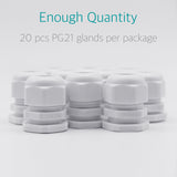 20 Pcs PG21 White Waterproof Cable Wire Gland Connector Fitting - Lantee Online Store
