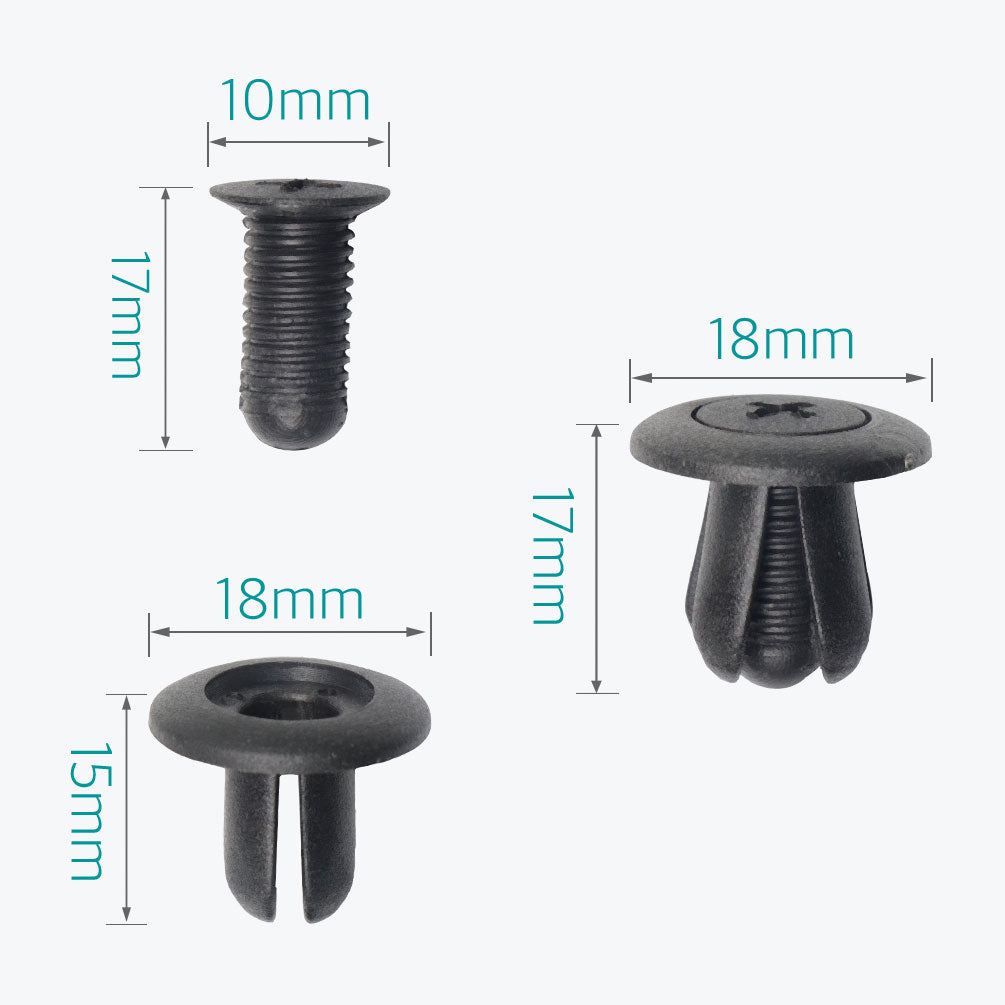 50 Pcs Black Nylon Push-Type Retainer Clips for Mazda Ford Hyundai - Lantee Online Store