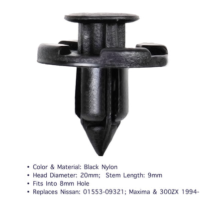 100 Pcs Trim Car Clips and Fasteners for Nissan 01553-09321 - Lantee Online Store