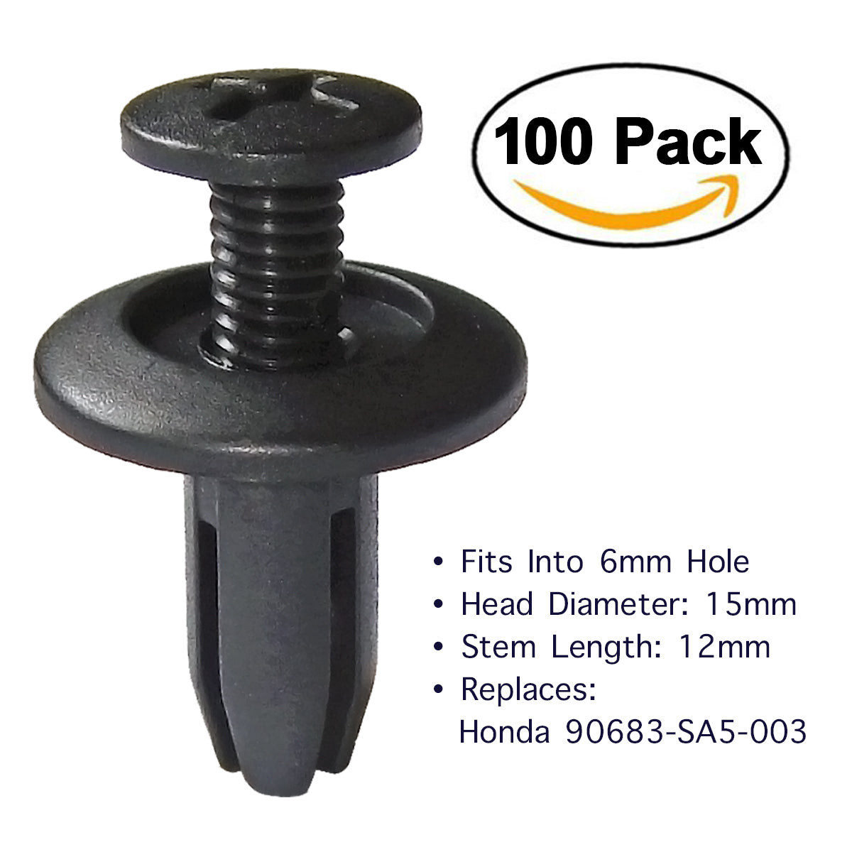 100 Pcs Car Fender Push in Type Rivets Fastener 15 x 12 x 6mm - Lantee Online Store