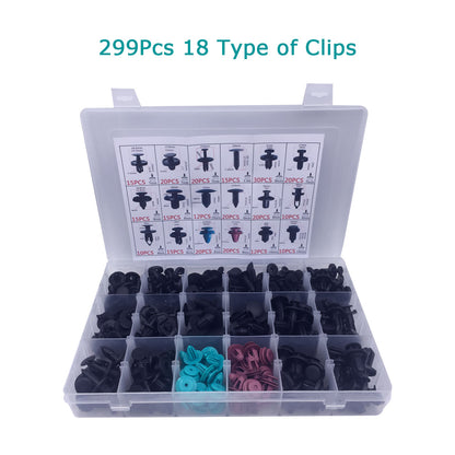 299 Pcs Car Front Bumper Fender Door Panel Retainer Clips Kit 18 Types - Lantee