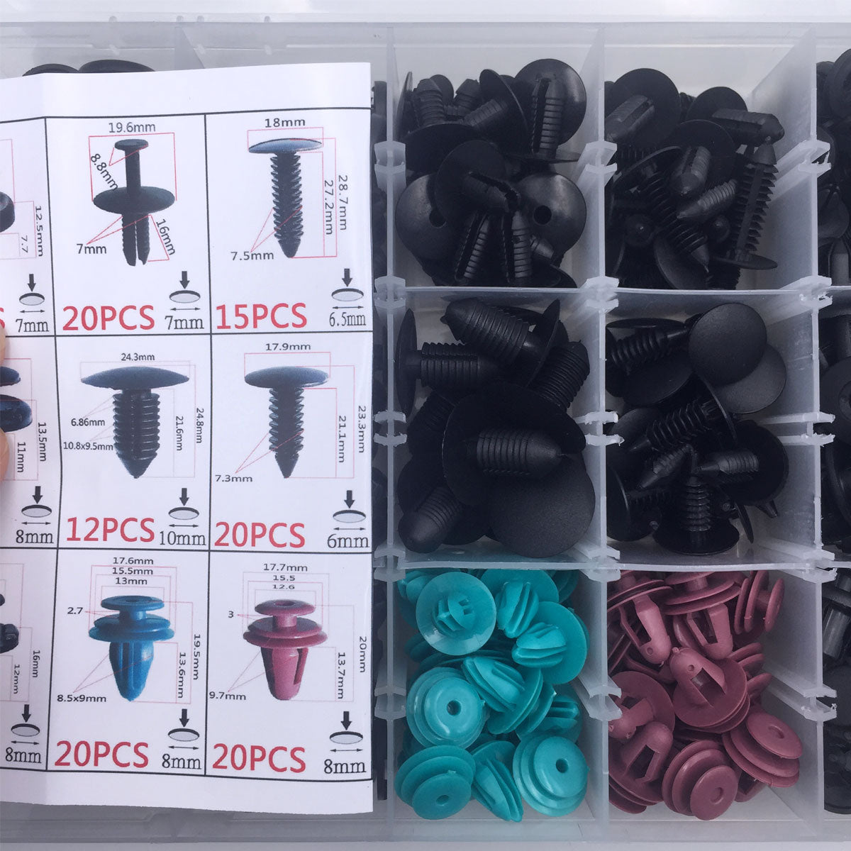 299 Pcs Car Front Bumper Fender Door Panel Retainer Clips Kit 18 Types - Lantee